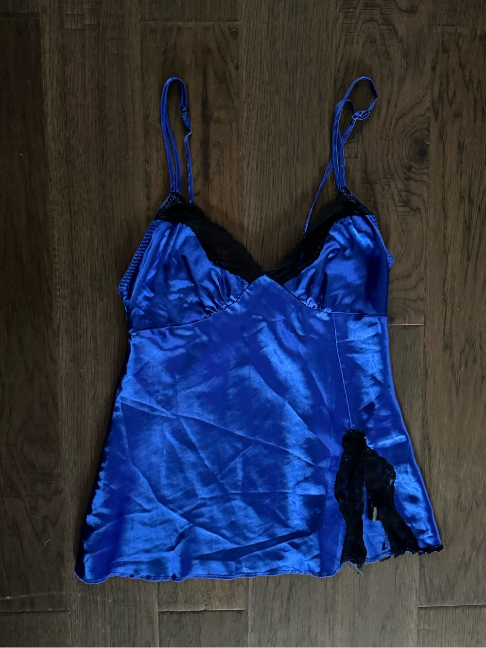 George Cobalt Blue Satin Camisole with Black Label